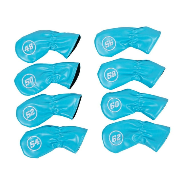 jinwen 8Pcs Golf Iron Club Head Covers Embroidery Golfer Gift with Degree Protector Light Blue