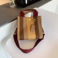 thumbnail image 4 of Bolso de hombro Bolso femenino simple de gran capacidad con asa superior informal a rayas (S) Marrón, 4 of 9