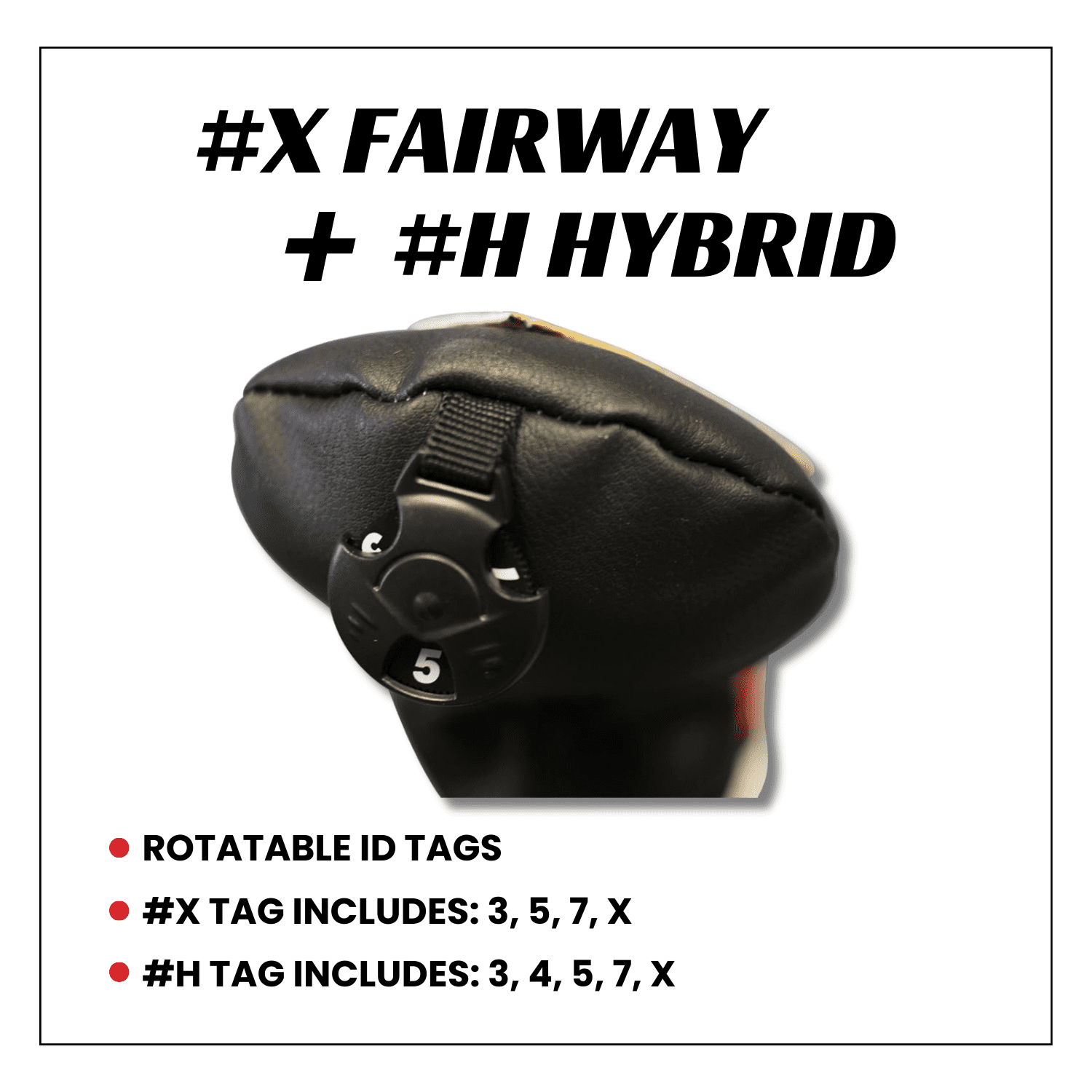 Majek Retro Golf Headcovers White Red and Black Vintage Leather Style 1 5 X H Driver Fairway Woods and Hybrid Head Cover Classic Look