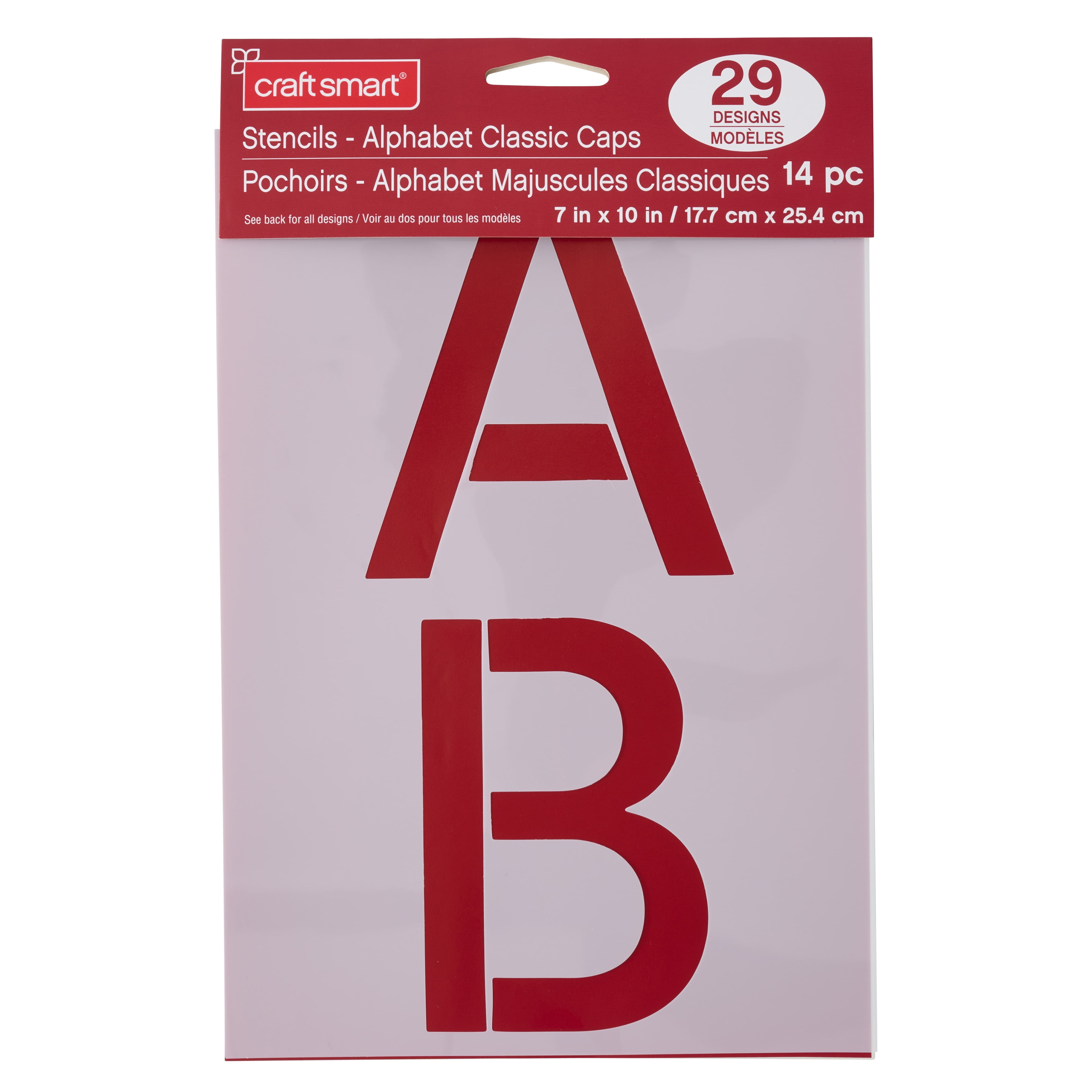 Craft Smart 4.5" Classic Caps Alphabet Stencils - Reusable Plastic, 29 Designs per Pack, 14 Sheets Each - Ideal for DIY Crafts, Decor, Furniture & Gifts, 6 Pack