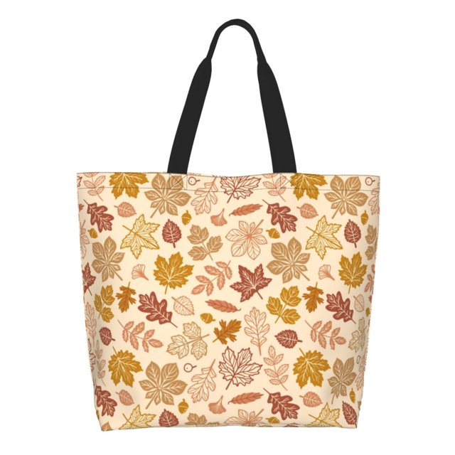 Fotbe Fall Leaves Bolsa Tote Estética de Lona con Estampado para Mujer - Bolsa Reutilizable de Hombro Casual para Vacaciones, Compras, Trabajo y Gimnasio