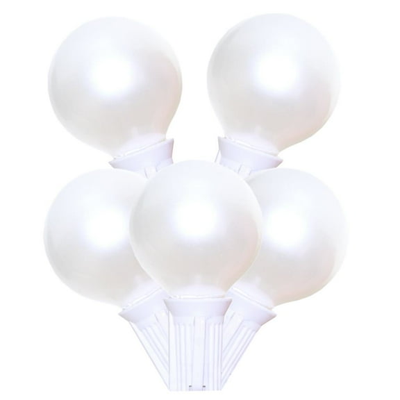Globe Patio Lights - White Satin G40 Bulbs - White Cord