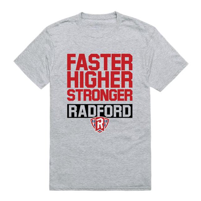 W Republic 530-366-HGY-03 Radford University Workout T-Shirt, Heather Grey - Large