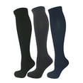 thumbnail image 1 of 3 Pair Large/X-Large Ladies Compression Socks, Moderate/Medium Compression 15-20 mmHg.Colors: Black/Grey/Navy Blue., 1 of 4