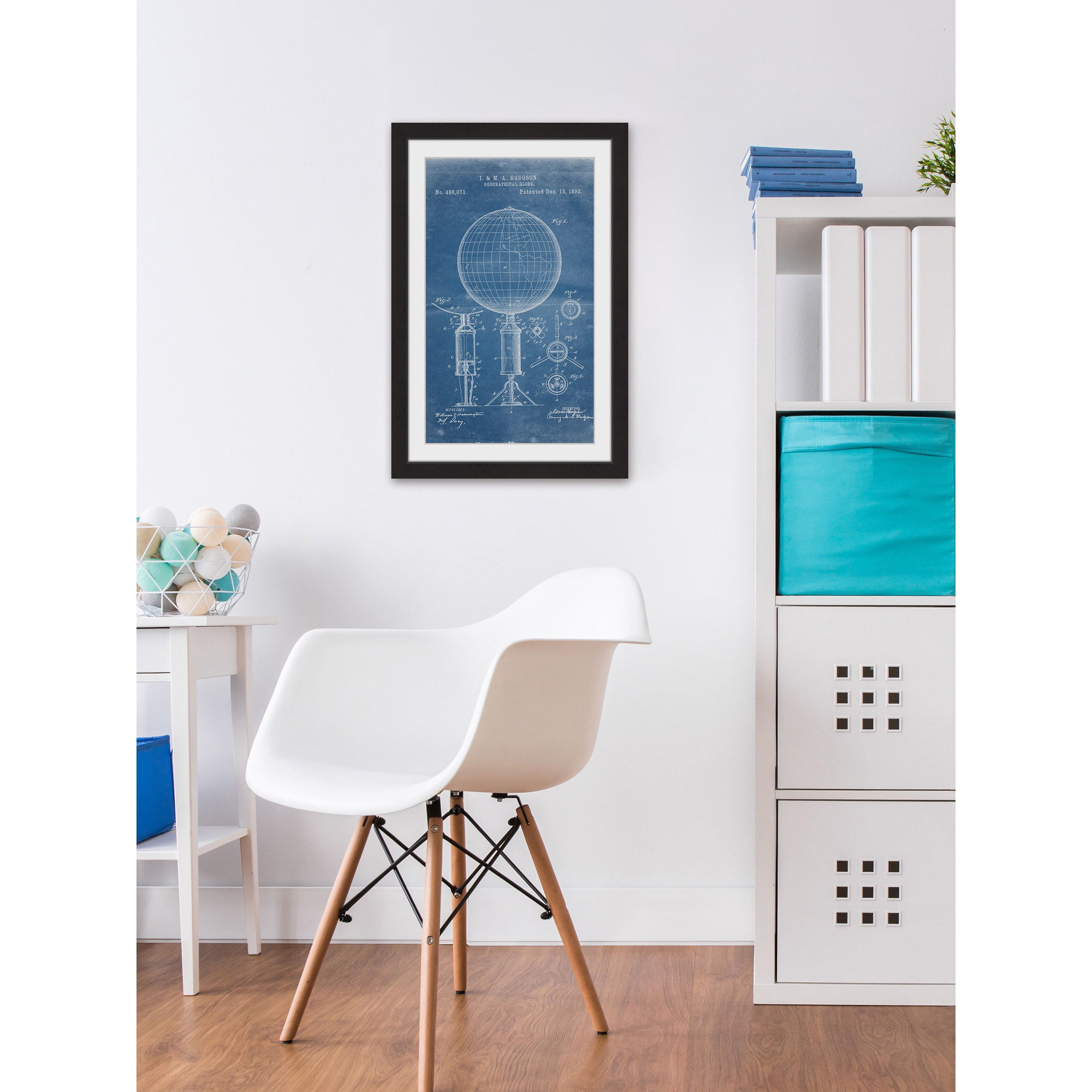 "Globe 1892 Blueprint" Framed Painting Print