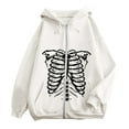 thumbnail image 4 of Cnbwig Women's Hoodies & Sweatshirts Zip Up Hoodie Oversized Streetwear Skeleton Graphic Printed Pullover Soft Jacket Athletic Trendy Hoodies Fall Coat White L, 4 of 4