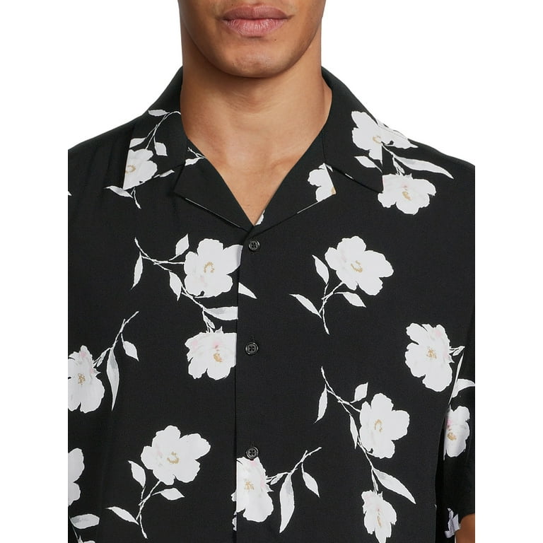 No Boundaries Men's and Big Men's Printed Rayon Shirt with Short Sleeves
