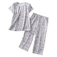 thumbnail image 1 of 2025 Ensemble de Pyjama en Coton pour Femmes Ensembles de Pyjamas pour Femmes Haut à Manches Courtes Robe de Nuit Capri Pantalon pour Dames Tenue de Nuit, 1 of 6