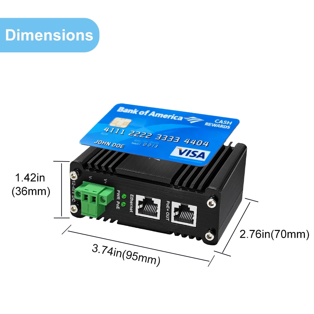 Industrial 30W Gigabit PoE Injector IEEE 802.3at Adapter 12-48V DC Input DIN Rail Mount