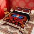 thumbnail image 2 of Erosebridal Hippie Mandala Full Size Comforter Sets, Bohemian Floral Bedding Sets, Red Black, Black Reversible 3pcs, 1 Comforter and 2 Pillowcases, 2 of 6