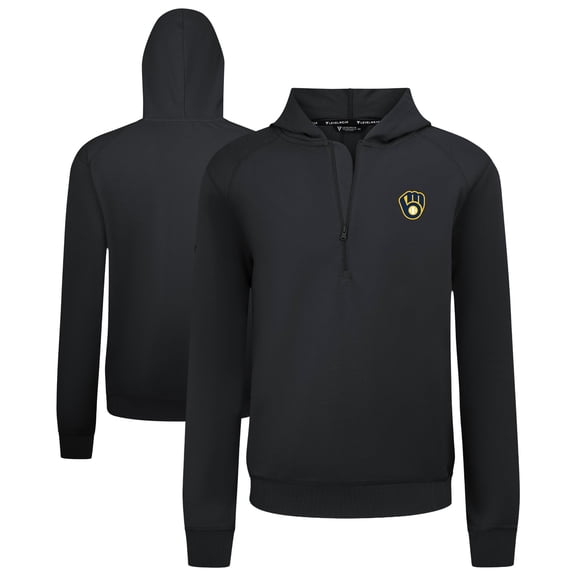 Men's Levelwear  Black Milwaukee Brewers Technic Insignia Quarter-Zip Hoodie