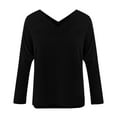thumbnail image 4 of Tumotour Pullover Sweatshirts For Women V-Neck Long Sleeves Tops With Thumb Holes Casual Solid Color Loose Tee Shirts Y2K Outfits Sweatshirts, 4 of 8