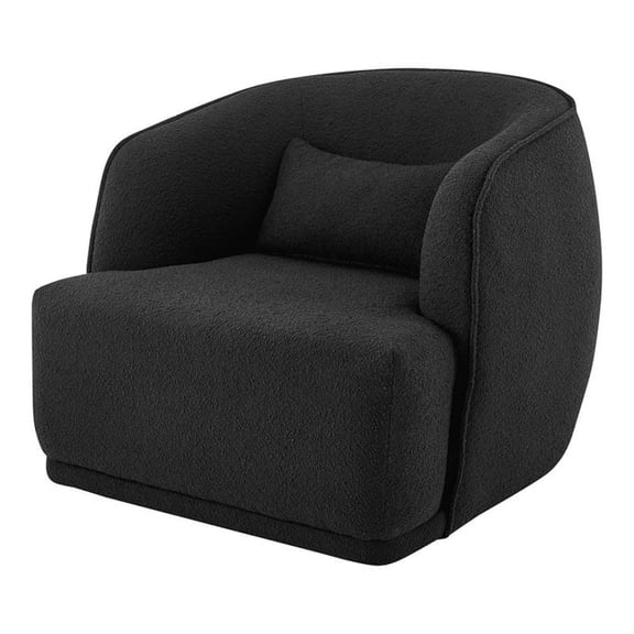 New Pacific Direct Steward 17.7" Fabric Plywood Swivel Accent Chair in Black
