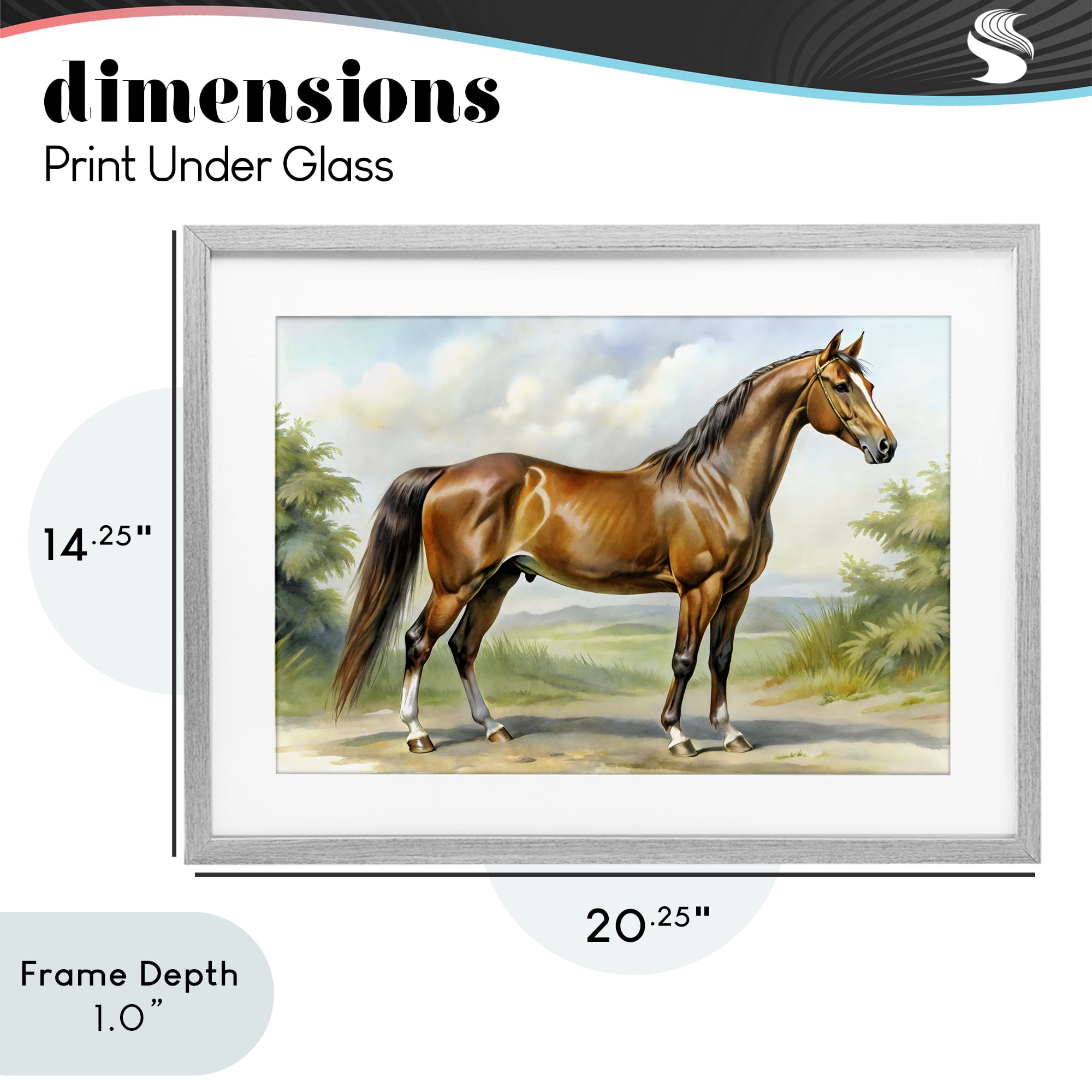 Stupell Industries Majestic Horse in Pastoral Landscape Gray Framed Print Under Glass, design by Creative Studio