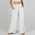 thumbnail image 3 of Womens Pants Womens Casual Pants White Trousers for Women Loose Womens Pants High Waist Pants Women with Pockets Women Summer Outfits, 3 of 8