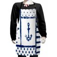 thumbnail image 1 of Anchor Kids Apron, Grunge Murky Boat Marine Silhouette Polka and Stripe Retro Navy Theme Art, Boys Girls Apron Bib with Adjustable Ties for Cooking Baking Painting, Dark Blue White, by Ambesonne, 1 of 2