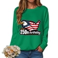 thumbnail image 4 of Leey-World 4th of July Shirts Women American Flag Patriotic Shirts USA Star Stripes Graphic T Shirt Short Sleeve Summer Tees 4th Of July Long Sleeve Shirts Women(Green,XL), 4 of 9