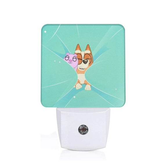 Silaia Bluey Print LED Dimmable Night Light, Plug in Night Light with Dusk to Dawn Sensor,Efficient Decor Desk Lamp,Bright Mini Wall Night Light for Kids Room, Stairway-US