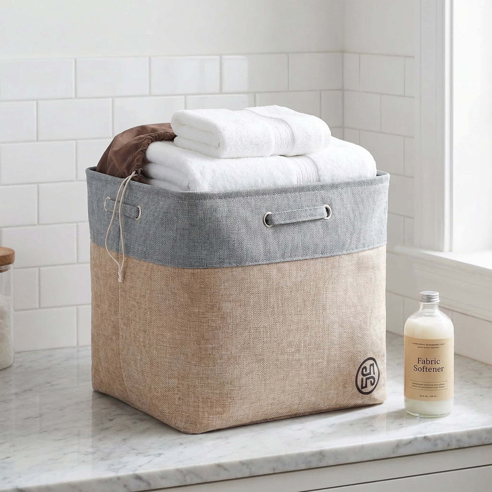 Unique Bargains Fabric Storage Bin with Handles Grey 19.7*15.7*19.7in