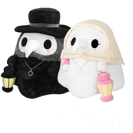 Plague Doctor Plush Toys - Cartoon Sewing Plush Animals, 2pcs Valentine's Day Plush Toys, Halloween Glow-in-The-Dark Dolls, Bird Beak Doctor Plush Dolls 7.8IN, Valentine's Day Gifts