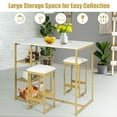thumbnail image 6 of Gymax 3 Piece Pub Set w/ Faux Marble Top Bar Table and 2 Stools Dining Set Industrial, 6 of 10