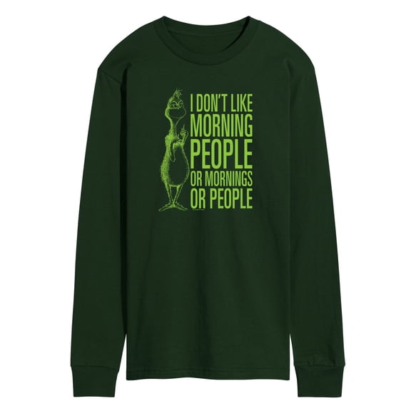 Dr. Seuss The Grinch - Christmas - I Don't Like Morning Or People - Men's Long Sleeve T-Shirt