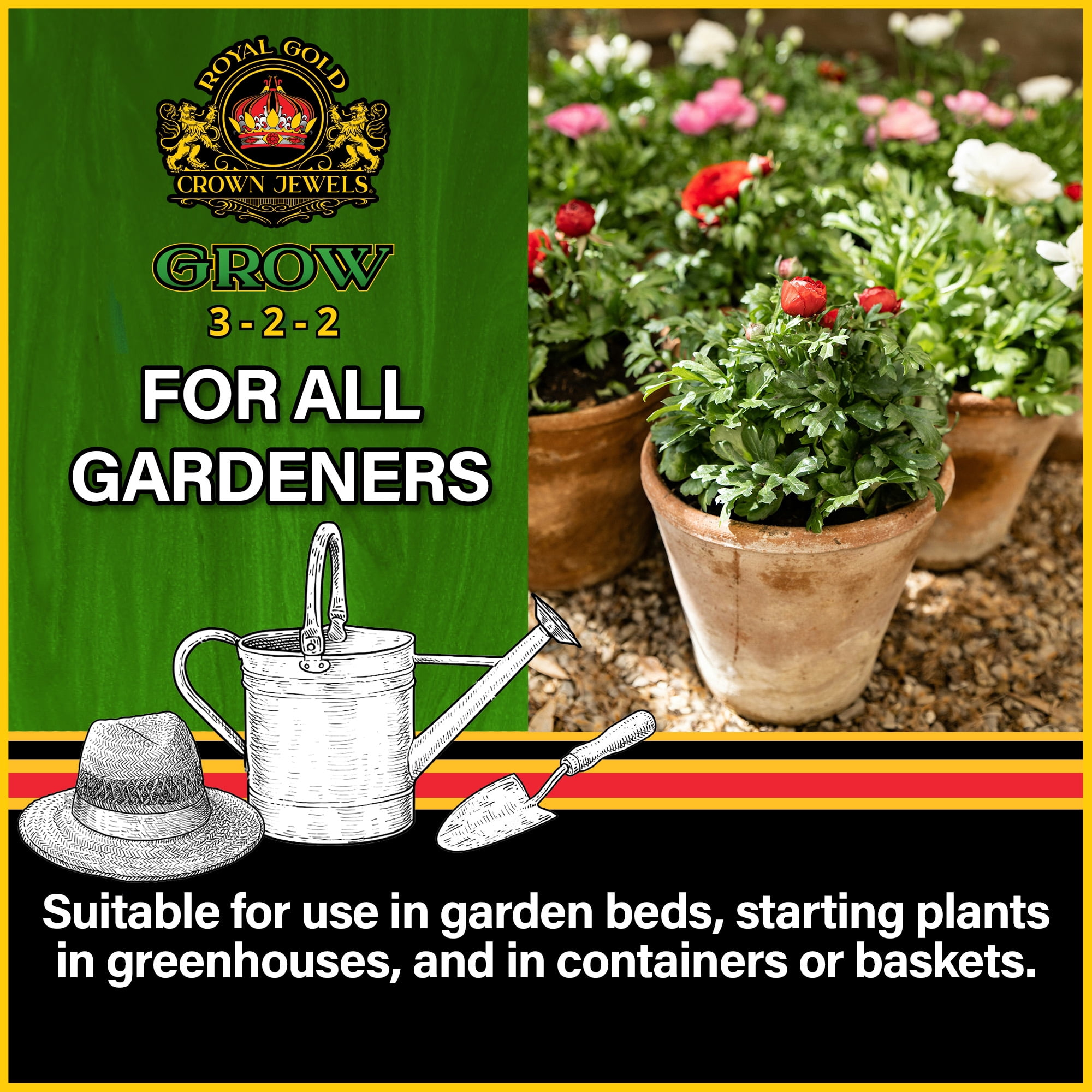 Royal Gold Crown Jewels Organic Grow 3-2-2 Dry Soluble Fertilizer, 40 lbs