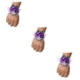thumbnail image 2 of Ramillete de muñeca de rosa satinada Injueey hecho a mano N8 púrpura, 2 of 6
