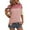Pink, variant on Womens Summer Short Sleeve Crewneck Shirts Tops Color Block Lightweight Casual Knitted Tee Shirt Top Sky Blue S