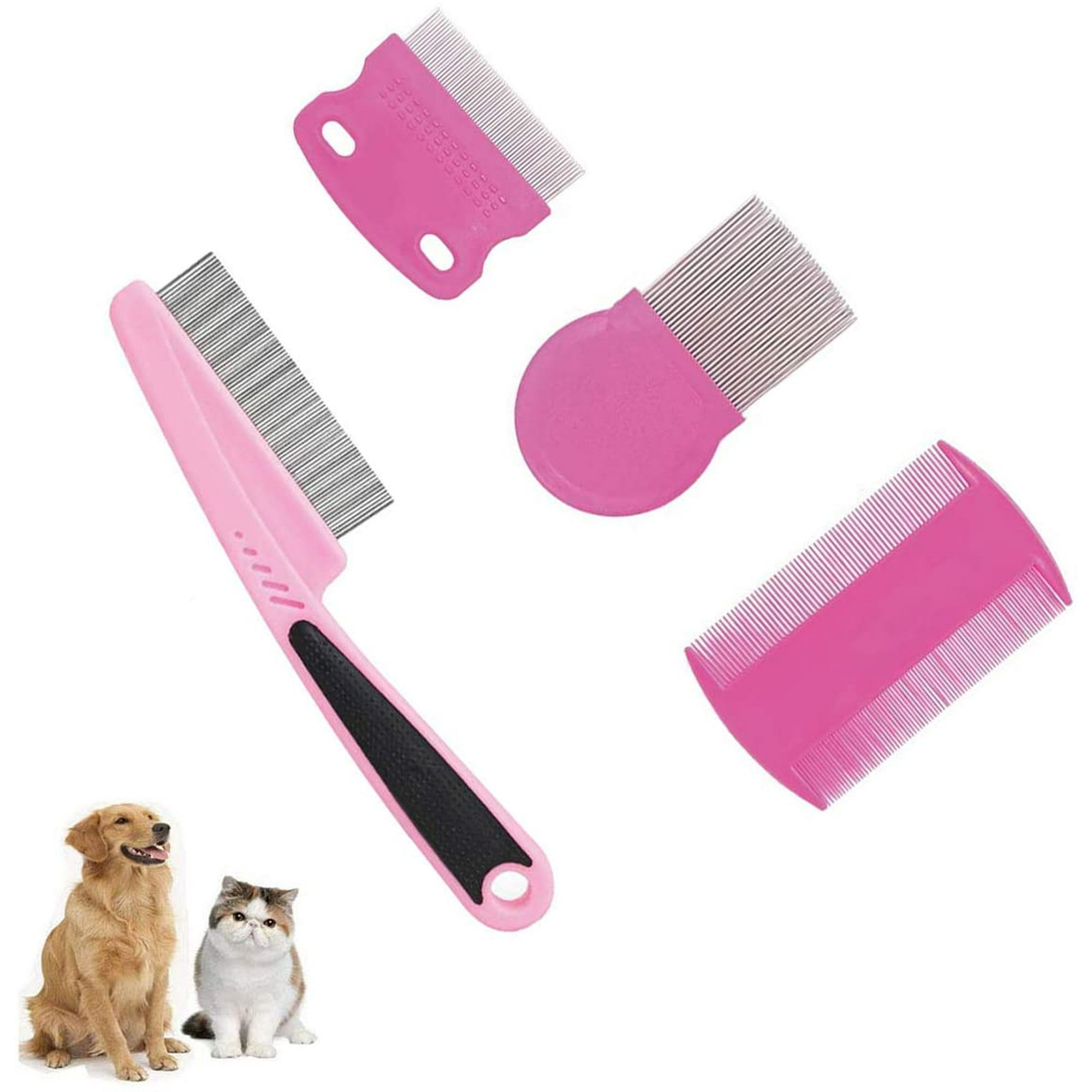 4 Pack Pet Flea Comb Tear Eye Stain Remover Dog Cat Combs Hair Brush Effectively Clean And Removes Tangles Dirt Fleas Lice Ticks For Pets With Short Long Hair Pink Walmart Canada