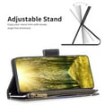 thumbnail image 5 of iPhone 16 Case Zipper Purse Embossed Pattern Premium Leather Wallet Cover Flip Stand Card Slots Holder Magnetic Closure with Wrist Strap Case for iPhone 16, Gold Butterfly, 5 of 9