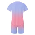 thumbnail image 5 of Men's New York Print Crewneck T-Shirt and Drawstring Shorts Set, Black-White Gradient 2-Piece Casual Tracksuit, 5 of 5