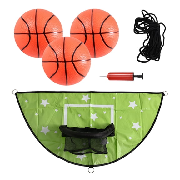 Trampoline Basketball Hoop Set Mini Basketball Hoop for Kids Waterproof Sunscreen Basketball Attachment Green