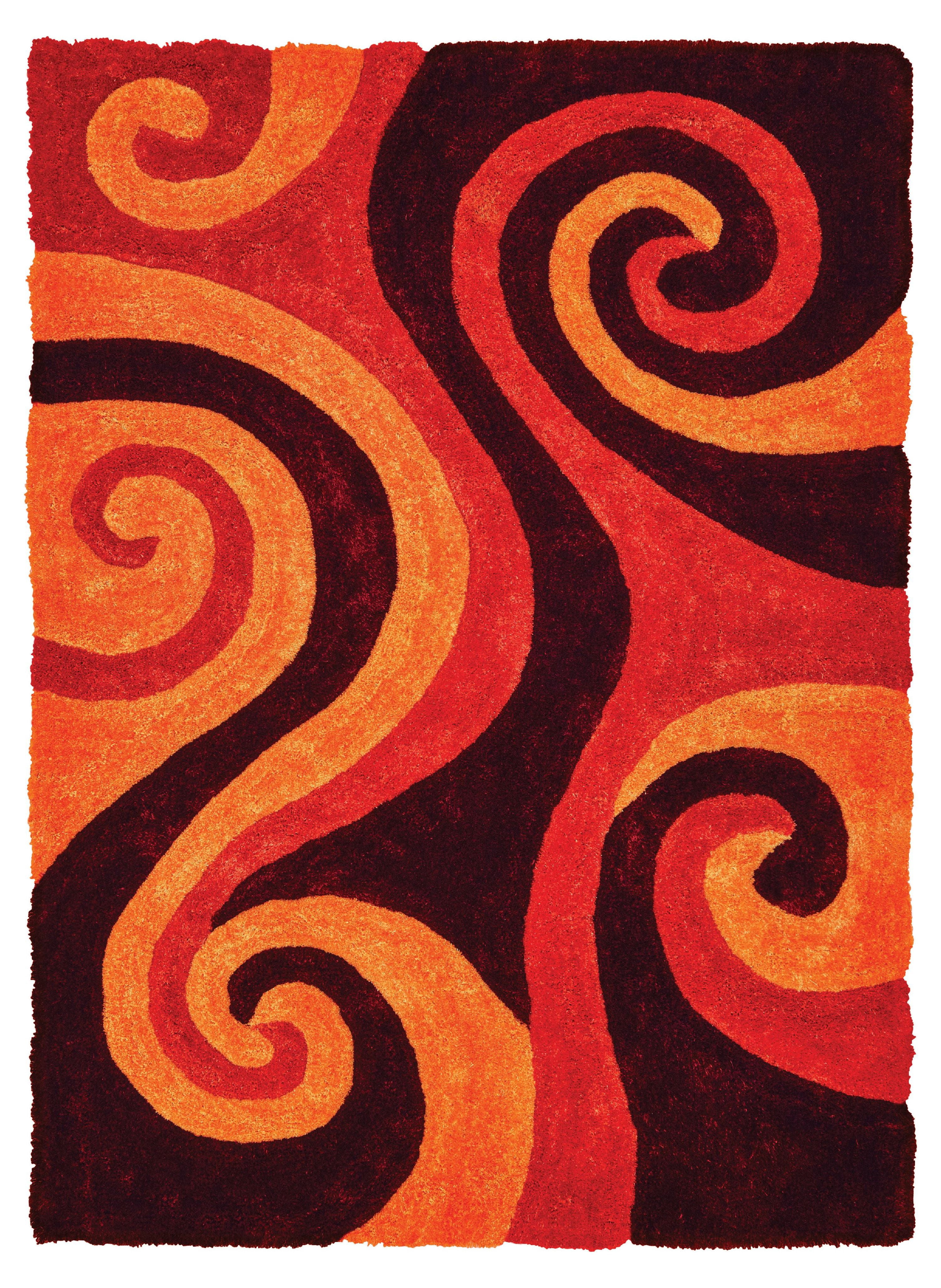 United Weavers of America Veria Cissa Shag Swirl Shag Contemporary Area Rugs, Orange