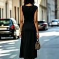 thumbnail image 5 of Morttic Women's Solid Color Sleeveless Cowl Neck Midi Dress – Elegant Ruched Tied Waist A-Line Dress Office & Party Wear Black，XXL, 5 of 6