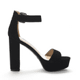 thumbnail image 2 of BURUDANI Women's Party Dress Shoes Ankle Strap Wedding High Chunky Platform Heel Sandals BLACK/NUBUCK Size 5.5, 2 of 5