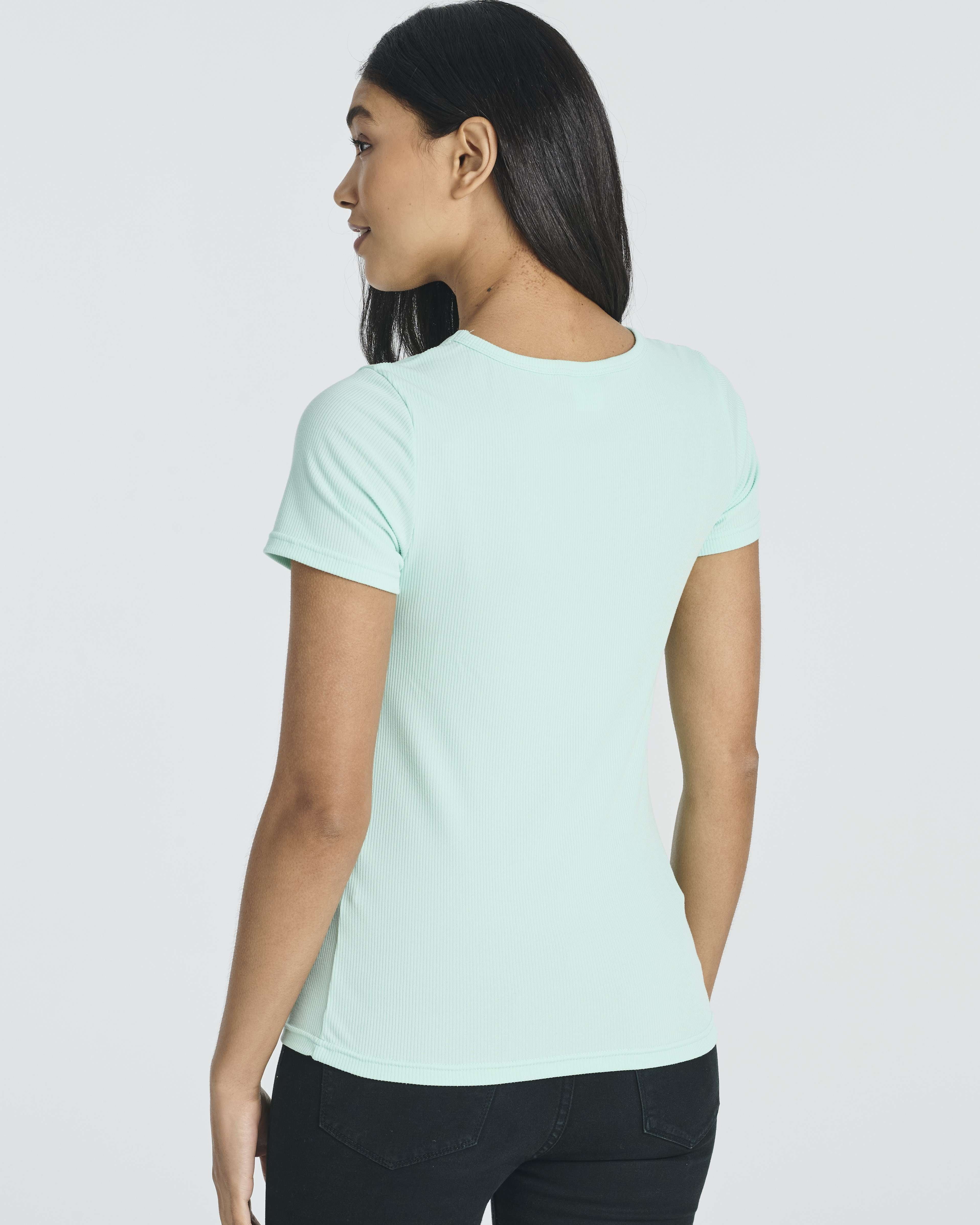 5 Pack: Women's Soft Ribbed Short Sleeve V-Neck T-Shirt Casual Summer Tee Shirts