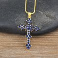 thumbnail image 5 of Ins New Arrival Fashion Religion Simple Personalized Cross Pendant 14K Yellow Gold 5 Colors Anniversary Zircon Jewelry, 5 of 6