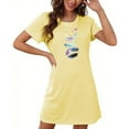 thumbnail image 4 of Camisón corto de mujer, vestido de largo medio con estampado de moda, camisón corto extragrande de mujer, camisón de manga corta con estampado de pecho a la moda, camisón de mujer, 4 of 5