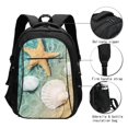 thumbnail image 3 of Lafuoo Starfish And Seashell Pattern USB Backpack, Multi-Pocket Laptop Backpack, Unisex Travel Backpack for Office, Work-One Size, 3 of 7
