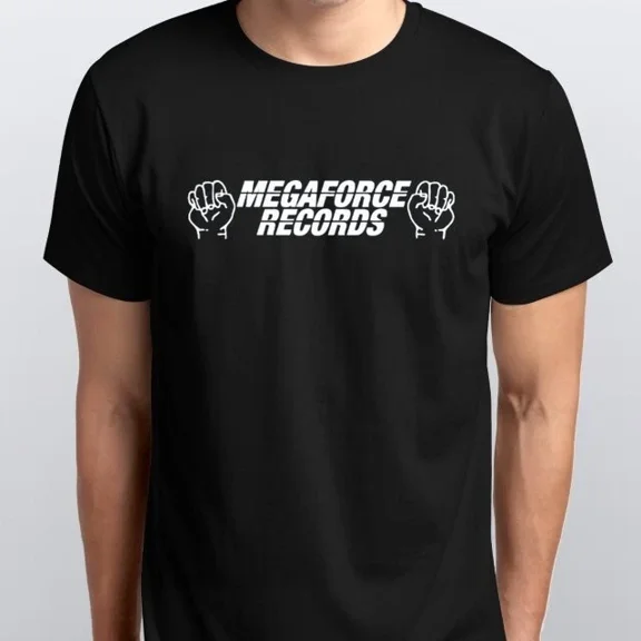 MEGAFORCE RECORDS New T-SHIRT sizes S M L XL XXL colours Black, White