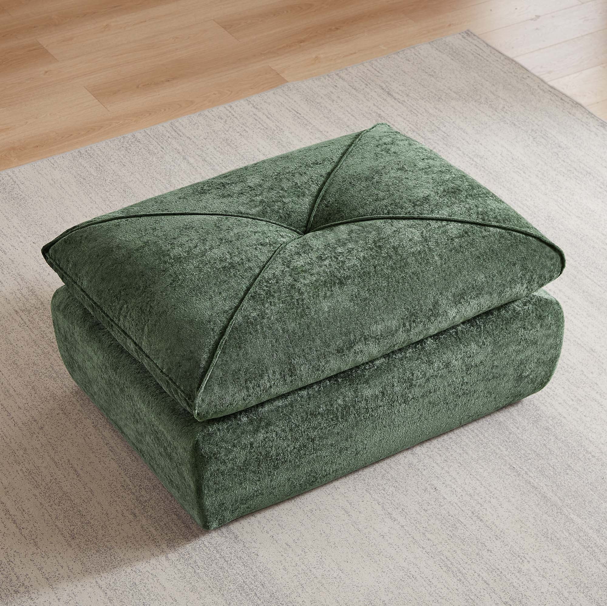Miniyam 43" x 31" Green Multi-Functional Ottoman | The Ultimate Flexible Piece to Complete Your L/U-Shape Sofa Configuration
