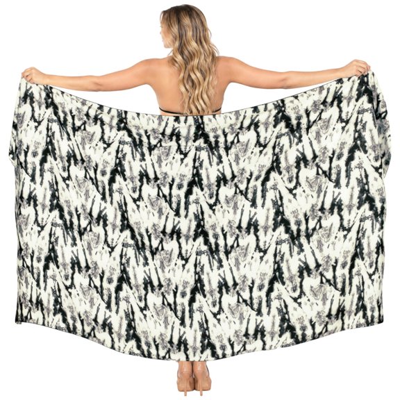 LA LEELA Women's Beachwear Sarong Bikini Skirt Swim Cover up Swimwear Summer Wraps Swimsuit Beach Wrap Coverups for Women One Size Grey, Tie Dye