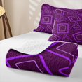 thumbnail image 4 of Castle Fairy Minimalism Outline Square Bed Spread Queen 3pcs,Abstract Triangle Outline Queen Coverlet Set,Violet Dark Purple,1 Quilt and 2 Pillowcases, 4 of 7