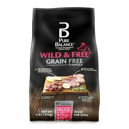 Pure Balance Wild & Free Grain-Free Grass-Fed Beef & Boar Recipe Dry Dog Food, 4 lb