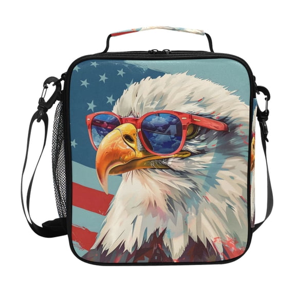 ALAZA Cool Eagle Sunglasses Lunch Box Insulated Lunch Bag Reusable Thermal Cooler Tote School Picnic
