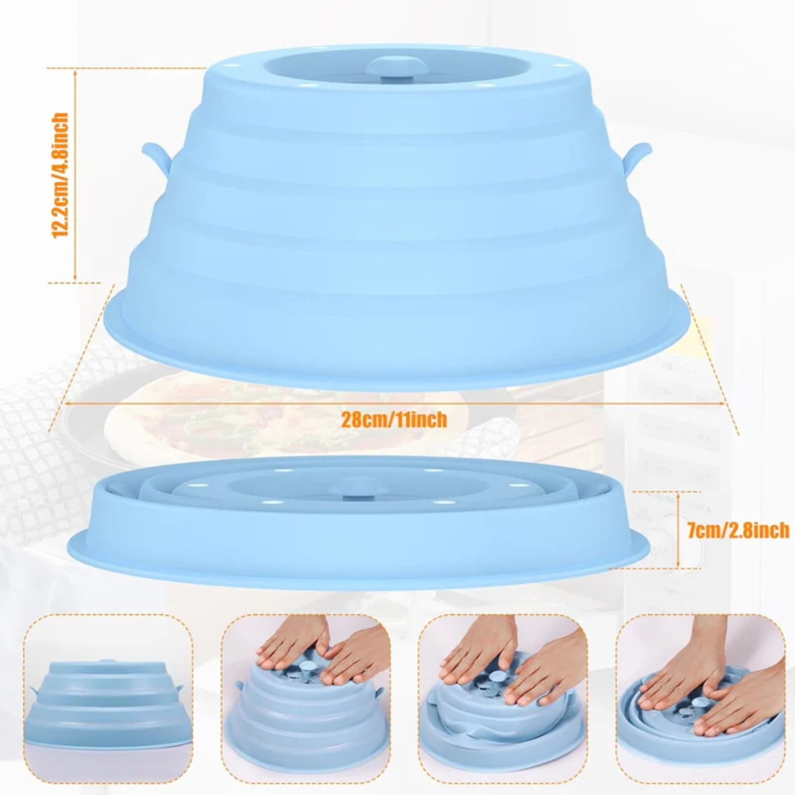 Magnetic Silicone Microwave Splatter Cover Heat Resistant Food Cover For Microwave Dishwasher Safe Plate Cover BPA-Free Microwave Guard Collapsible Microwave Lid