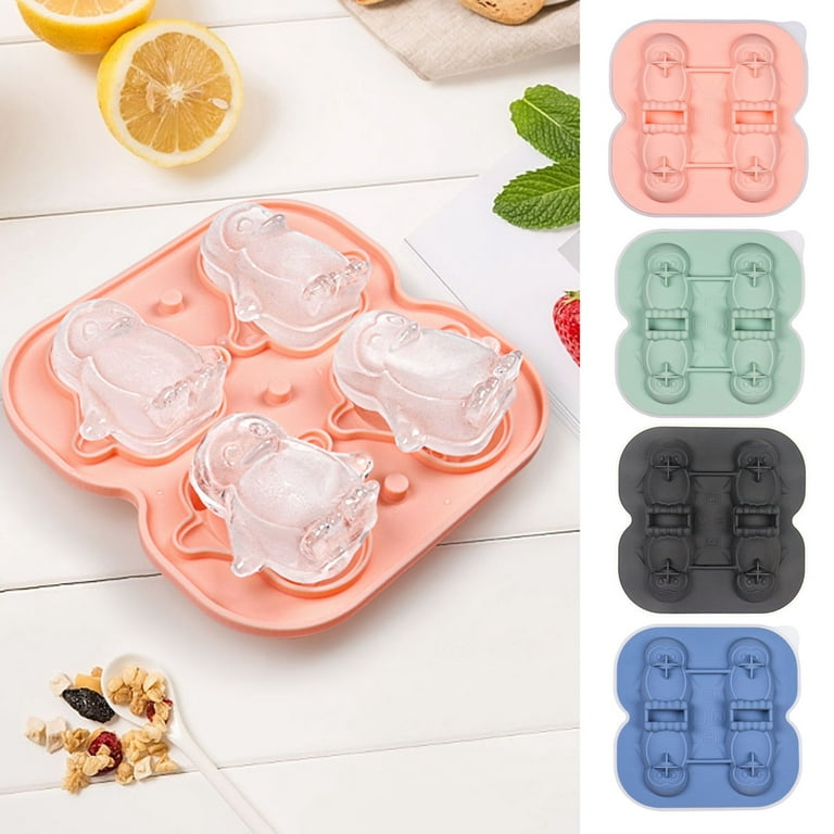UDIYO Penguin Ice Cube Mold, Fun Shape Ice Cube Tray, Make 4 Cute Penguin  Ice Balls for Whiskey Cocktails Drinks, Silicone Ice Mold Chocolate Mold