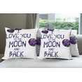 thumbnail image 6 of Ambesonne I Love You Throw Pillow Cover 4 Pack, Universe Moon Heart, 20", Dark Purple, 6 of 7