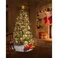 thumbnail image 5 of Watercolor Botanical Christmas Tree Skirt 48 Inches Large Christmas Skirt Tree, Blue Green Pastoral Leaf Rustic Tree Skirt Christmas Decorations for Fireplace Party Holidays Indoor Outdoor, 5 of 7